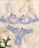 Floral Embroidery Transparent Lace 2 Piece Set-Outfit