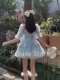Kawaii Clothing Lolita Mini Dress Female Summer Dresses Women 2022 Beach Puff Sleeve Elegant One Piece Dress Korean