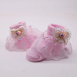 Pair Baby Girl Cute Socks Cotton Lace Bow Floral Print Socks Princess Party Toddler Children