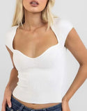 Zingj Sell Versatile New Fashion Slim Square Neck Stretch Shoulder Short Sleeve Sweater Sweater Woman-Outfit