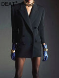 Fashion Women's Blazer Notched Collar Double Breasted Long Sleeve Right Angle Shoulder Suit Jackets Autumn 2023 New