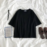 Tee Shirt Solid Color Basic T-Shirt Women Casual O-neck Harajuku Top Korean Hipster Cotton Basic