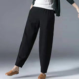 Cotton Linen Ankle Length Pants Women 2022 Spring Summer Casual Harem Trousers Plus Size S-5XL Elastic Waist Loose