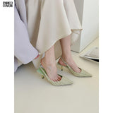 Salt Blue Sense French Temperament Baotou Sandals Women 2025 Spring And Summer New Fine Heel Head Back Empty Single