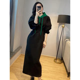 Zingj Hooded Hoodie Dress In The Long Style Of The Waist Retro Skirt Female Summer New 2024 European Cargo Station-Outfit