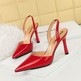 Zingj Simple Summer High Heels Shallow Pointed Hollow Back Empty Tripping Strip A Word Sandal High