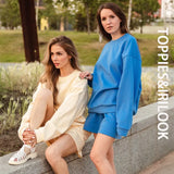 2021 Summer Shorts Set Woman Tracksuits Oversize Sweatshirts High Waist Shorts Female Two Piece