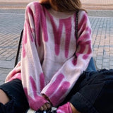 Knitted Sweater Women Elegant Green Striped Oversized Pullovers Women Winter Loose Long Sweaters Streetwear Sueter