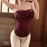 Spring 2025 New Fashion Sexy Style Brae Flower Stitching Design T-Wearing Belt Waist-Meared Blouse