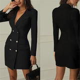Elegant Blazer Dress Office Casual White Black Dresses Spring Autumn Slim Suit Outfits Outwear Clothing