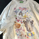 Magic Cats Fun Graffiti Oversized Sweatshirt Women Girls Kawaii Clothes 2022 Autumn Winter Streetwear Long Sleeve