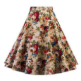 Summer Rockabilly Skirt Vintage 50s Floral High Waist Retro Hepburn Swing Cotton Women Clothing 60s Midi Casual