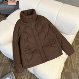 2024 Winter New Style Standing Collar Short Down Cotton Korean Version Loose Large Size Cotton-Padded Coat Women's Cotton Clothes Warm Cotton-Padded Jacket-Outfit