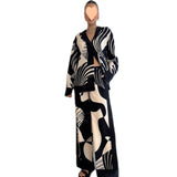 Zingj New Fashion Graffiti Casual Temperament Print Loose Wide-Leg Pants Suit-Outfit