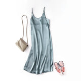 2021 Women Satin Dress Party Luxury Shiny Sundress Sexy Imitation Silk Fashion Ladies