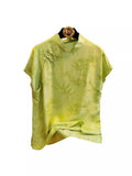 New Chinese Style Button Shirt Early Spring And Summer Green Retro Improved Jacquard Neck Short Sleeve Blouse