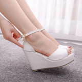 Cm Fish Mouth Water Table Heel Sandals Large-Size Sandals Bohimia Fish Mouth Sandals Hemp Rope Heel