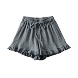 Zingj Summer New Women's Lace Waffle Shorts Elastic Waist Lace Sports Pants Leisure Hot