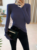 T Shirt Women Cotton Long Sleeve Top T-Shirts Korean Style Slim Elastic Woman Clothes Tee Shirt Spring Camisetas De