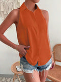 New Spring Satin Sleeveless Shirt Leisure Solid Color Summer Shirt