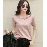 summer short sleeve women white t-shirt women V-neck loose Korean black top casual compassionate trend t shirt