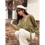 Women's Vintage Cardigan Sweater for Women Autumn Winter 2022 Knitted V-neck Asymmetry Single Breasted Coats
