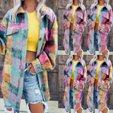 Zingj Years Of Fashion Wind Autumn And Winter Woolen Print Casual Fashion Lapel Long Sleeve Coat