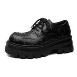 2025 New Men's Leather British Platform Casual Derby Shoes Full Wear Crack Low Top