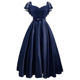 Sleeve Party Satin Floral Lace Long Dress Pink Red Black Blue Hollow Out Women Spring Summer Maxi 2022 Vestidos