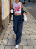 Eye Look Graphic Crop Tank Top- Outfit