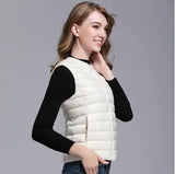 New Women 90% White Duck Down Vest Women Ultra Light Duck Down Vest Jacket Autumn Winter Round Collar Sleeveless