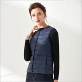 Hot Style Autumn Winter New Down Vest Female Thin And Short Money Without Collar Vest Fashion Portable Coat Slim Tide-Outfit