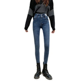 Zingj High-Waisted Jeans Women's Fall 2024 New Versatile Slim Slim Tight Pants-Outfit