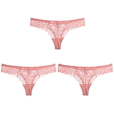 3PCS/Set Sexy Panties Women Low-waist Briefs Female Lace Embroidery Underwear Transparent G String Underpant
