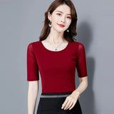 Half Sleeve Women's Korean Casual Blusas Femininas O-Neck Blouse Summer Shirts 2021 Women Blouses Shirt Plus Size