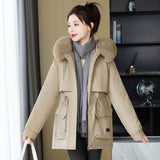 Pai To Overcome The Women's Winter 2024 New Velvet Thick Down Cotton Suit Large Pocket Loose Cotton-Padded Jacket Waist Coat-Outfit