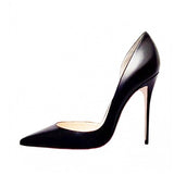 Black Matte High Heels Shoes Woman Pumps 12cm Tacones Pointed Toe Stilettos Sexy Deep Cleavage Wedding QKOU012