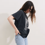 Cotton T-Shirt Women Summer 2021 Washed Faded Black Rock Vintage Tees Tops Fashion Streetwear Tshirt
