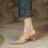 Beauty ~ Soft Leather French Head Head Sandals Women Fine Heel Pointed Back Empty Fairy Wind 2025 Spring And Summer High Heels