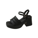 / Summer 2025 New Platform Sandals Thick Heel Square Head Female Summer Wear High Heel Broadband