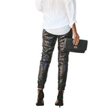 Women Leggings Long Pencil Pants Elastic High Waist Drawstring Black Cargo Pants Party Ladies Trousers Streetwear
