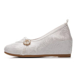 Zingj Heels Single Shoes Chinese Style Cheongsam Hanfu With Horse Face Dress Pure Color Plain Cloth Shoes Women's