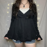 Lustful Wind Bump Color Lace Collar Loose Lazy T-Shirt Sexy Boobs Inside The Doll Dress