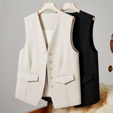 Vest Women's Small Vest 2025 Spring And Autumn New Repair Outside The Folding Women's Shoulder White Short Horse
