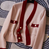 spring and autumn new fashion casual western knitted cardigan v-neck sweater jacket women's all-match