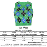 V Neck Vintage Argyle Sweater Vest Women Black Sleeveless Plaid Knitted Crop Sweaters Casual Autumn Preppy