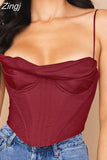 Quality Summer Corset Top Y2k Women 2023 Lined Sexy Bodycon Top Draped Black White Female Padded Top for Party