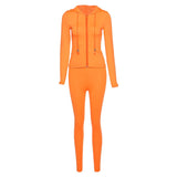 Women 2 Piece Set Fitness Plain Color Zipper Up Hoodies Skinny Leggings Sporty Sweatpants Matching Outfits