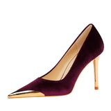Zingj Banquet Fashion Light Luxury High Heels With High Heel Metal Pointed Suede