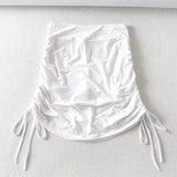 Summer New Fashion Sexy High Waist Bow Mini Cotton Solid Color Drawstring Short Elasticity Pencil Gray Skirt Girl Female